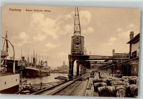 Hamburg Kaiser Wihelmhafen Frachtschiffe Verladekran
