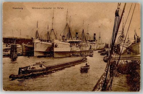 Hamburg 1924 Hafen Wörmannsdmpfer