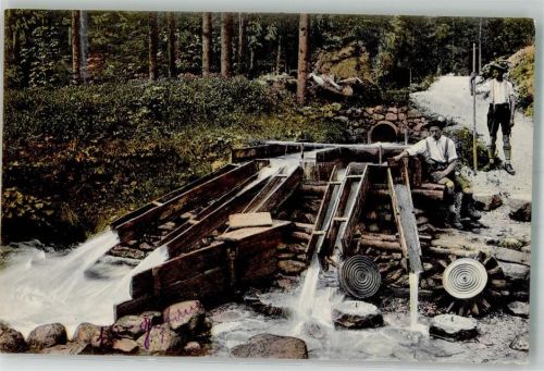 Marktschellenberg 1905 Wassermühle Kugelmühle am Eingang der Almbachklamm Tracht