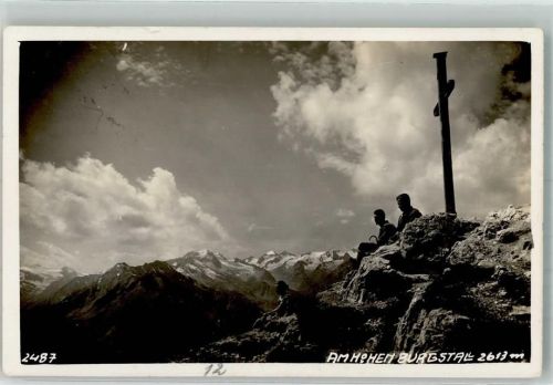 Innsbruck 1930 Gipfelkreuz Am hohen Brugstall Hüttenstempel Starkenburger Hütte