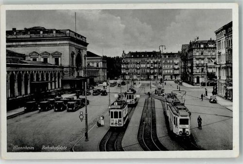 Mannheim 1942 Straßenbahn Auto Bahnhof