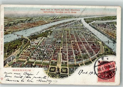 Mannheim 1903 AK nach C. Grote Briefmarke Bildseite