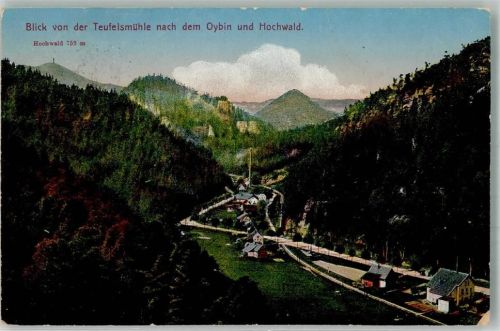 Kurort Oybin Blick v.d. Teufelsmühle zum Hochwald