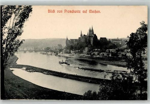 Meißen Blick von Proschwitz Albrechtsburg