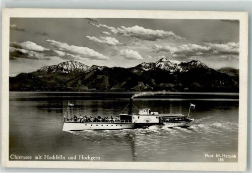 Foto M. Herpich Raddampfer Luitpold II Chiemsee m. Hochfelln u. Hochgern