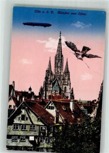 Ulm 1930 Luftschiff über dem Münster Unserer Lieben Frau