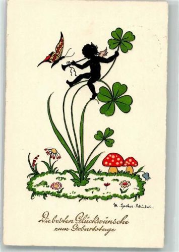 Geburtstag Glückwunsch Engel Klee Schmetterling
