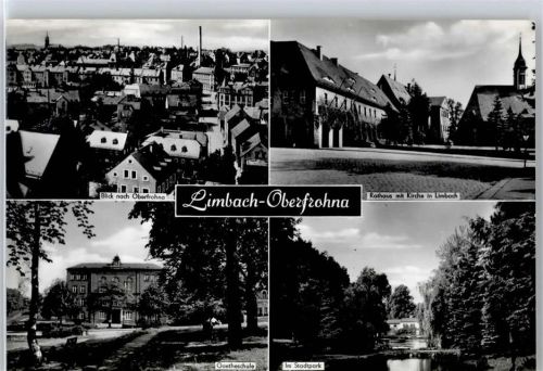 Limbach-Oberfrohna Rathaus, Kirche, Goetheschule, Stadtpark