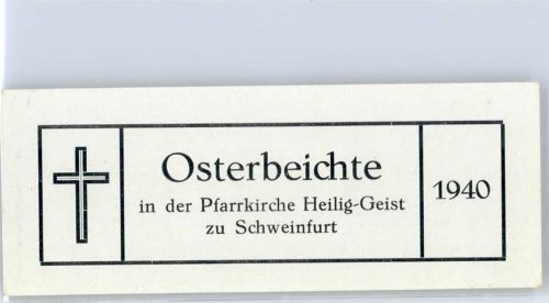 97421 W8720 Schweinfurt - Vignette Osterbeichte 1940