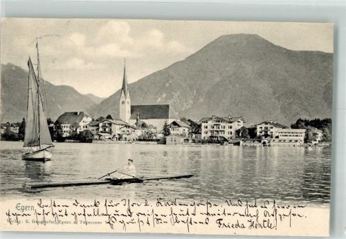 Rottach-Egern 1902 Tegernsee mit der St. Laurentius Kirche Verlag Emil Ganghofer