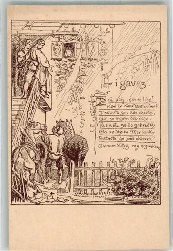 sign. Minesn J. Strichzeichnung F.J.P. 439