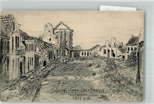 Middelkerke 1915 Lombartziede Dorfstrasse WK I