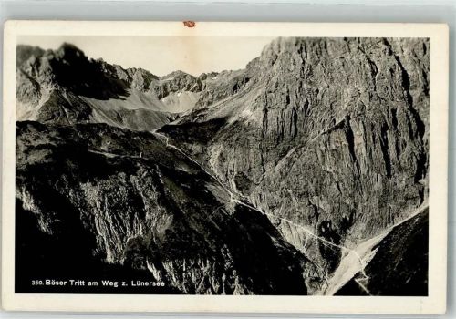 Vandans 1939 Böser Tritt am Weg zum Lünersee Hüttenstempel Straßburger Hütte