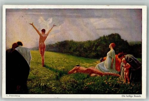 1919 Die heilige Stunde , nackte Männer mit Familie auf einer Wiese
