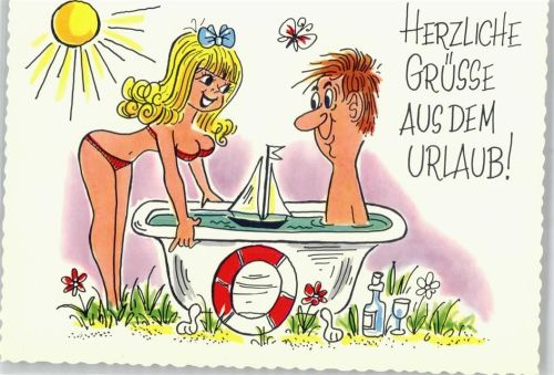 Herzliche Grüße aus dem Urlaub Badewanne Humor