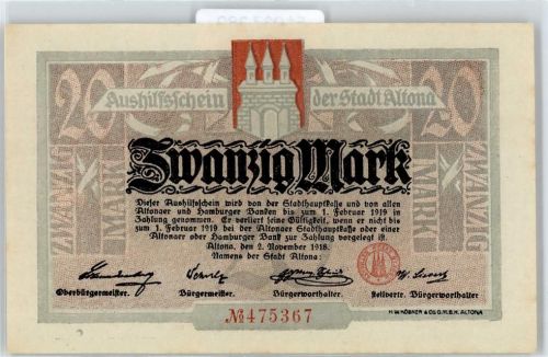 Notgeld 20 Mark , Altona