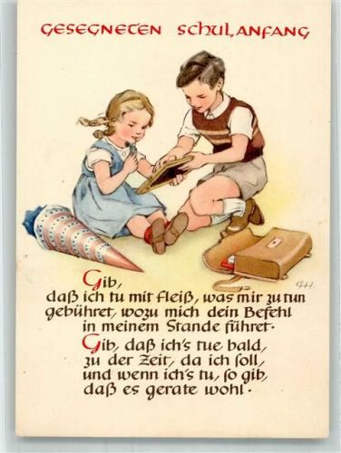 Kinder Ranzen Schultafel Schultüte Gedicht Verlag Max Müller Serie 234 c