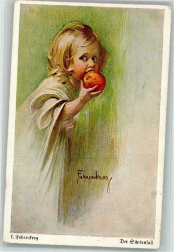Der Sündenfall : Kind mit einem Apfel