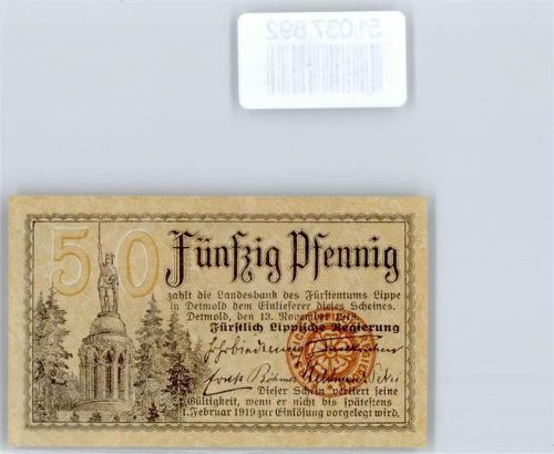 Notgeld 50 Pfennig , Detmold