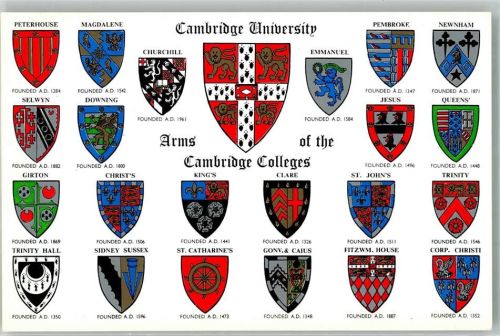 Cambridge Universität Arms of the Cambridge Colleges Informationskarte