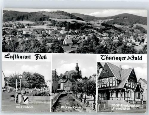 Floh Am Flohbach, Blick zur Kirche, FDGB-Erholungsheim Freundschaft
