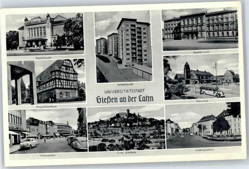 Gießen Stadttheater, Hochhäuser, Universität, Bahnhof, Ludwigsplatz, Burg Gleiberg, Kreuzplatz, Polytechnikum