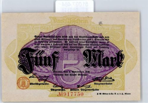 Notgeld 5 Mark , Altona
