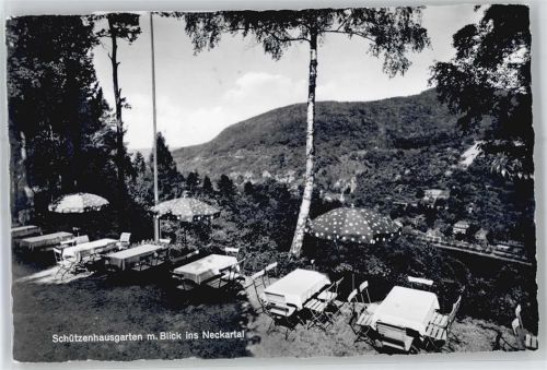 69115 W6900 Heidelberg , Neckar - Blick vom Schützenhausgarten ins Neckartal, Gaststätte Schützenhaus