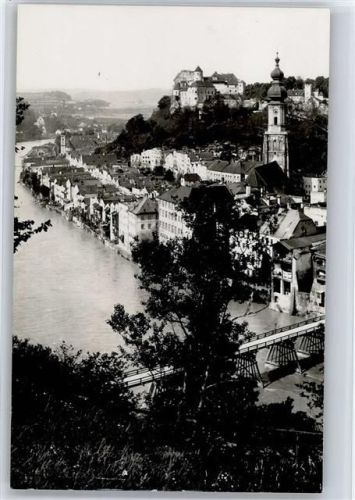 Burghausen Kirche, Ortsansicht, Burg, Partie an Salzach