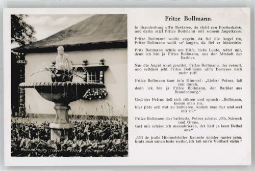 Brandenburg Gedicht Fritze Bollmann, Denkmal, Brunnen