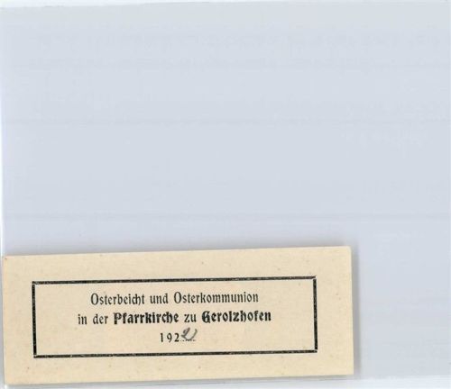 Gerolzhofen Vignette Osterkommunion 1922