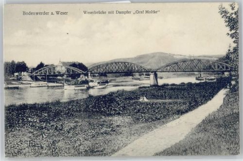 Bodenwerder Weserbrücke mit Dampfer Graf Moltke