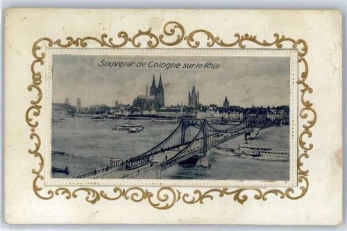 Köln Stadt Leporello, Blick über den Rhein zum Dom, Brücke
