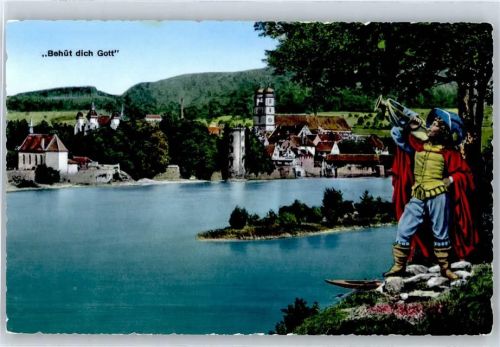 Bad Säckingen Flusspartie, Teilansicht, Trompeter