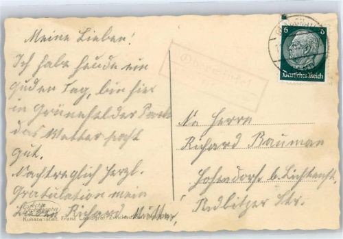 08396 O9611 Waldenburg , Sachs - Landpoststempel Oberwinkel