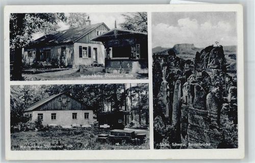 01824 O8324 Rathen Kurort , Sachs - Waldschänke Steinerner Tisch, Basteibrücke