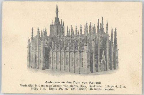 Andenken an dem Dom von Mailand, Verfertigt in Laubsäge-Arbeit von Bernh. Brey AKU1 Kirche