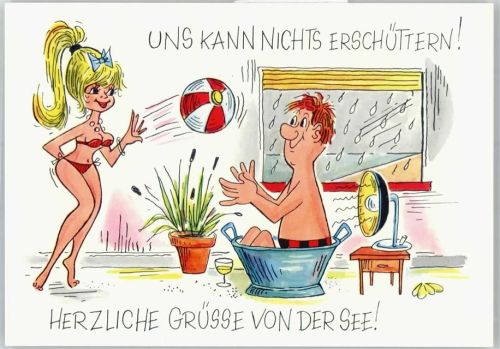 Humor Herzliche Grüße von der See Regenwetter Ball Badezuber