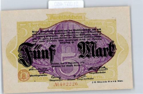 Notgeld 5 Mark , Altona