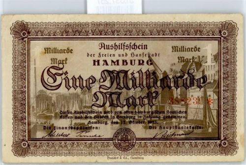 Notgeld 1 Milliarde Mark , Hamburg