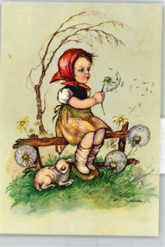 Mädchen Lamm Pusteblume