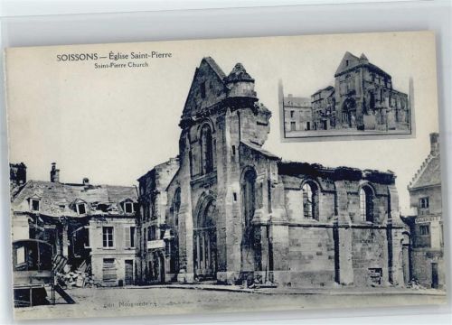 Soissons zerstörte Kirche Saint-Pierre, WK I 1914-1915