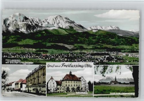Freilassing Kirche, Ortsansicht mit Staufen und Zwiesel, Untersberg