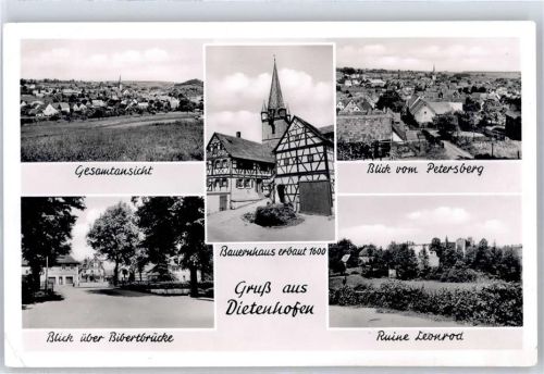 Dietenhofen Blick vom Petersberg Ruine Leonrod Bauernhaus Kirche Bibertbrücke