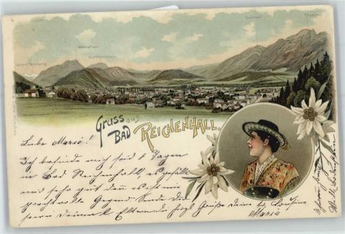Bad Reichenhall Gesamtbild, Frau in Tracht