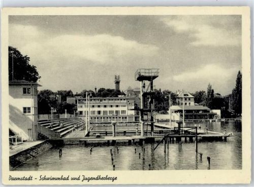 Darmstadt 1957 Schwimmbad Sprungturm