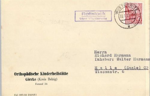Wusterwitz Landpoststempel Rottstock