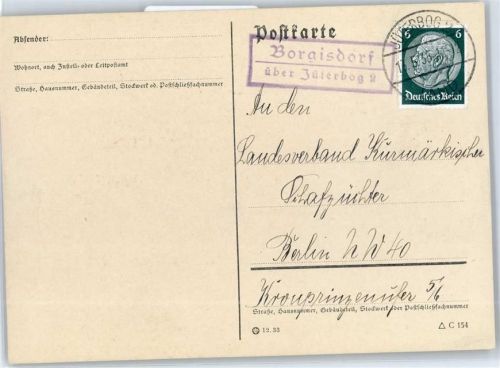 Jüterbog Landpoststempel Borgisdorf