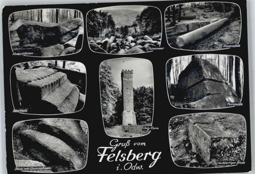 64686 W6147 Reichenbach , Odenw - Felsberg, Ohly-Turm, Felsenmeer