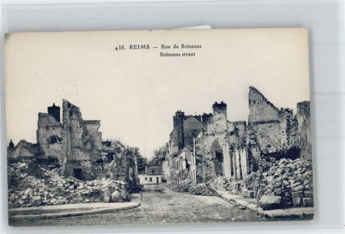 Reims zerstörte Gebäude, Rue de Soissons, WK I 1914-1915